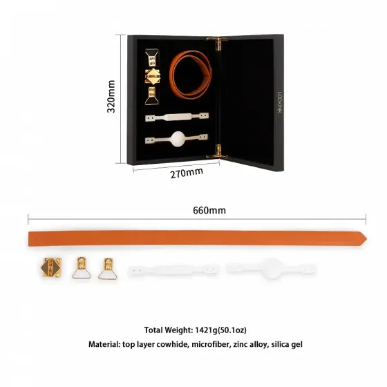 Шкіряний кляп з 2-ма насадками LOCKINK Ball-Gag & Gag-bite Set - Brown Львів