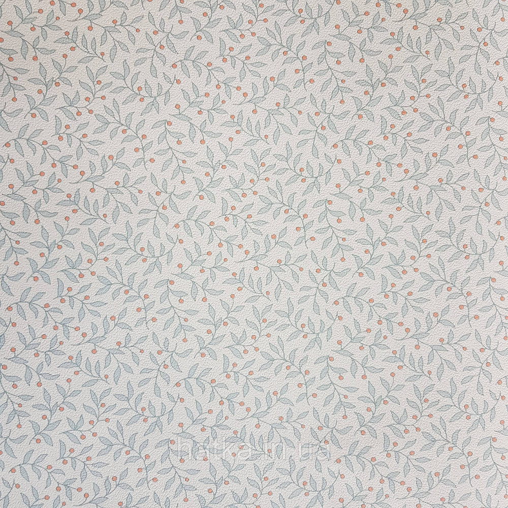 Шпалери вінілові на флізелін 0.53х10.05 м Rasch Textil Petite Fleur 5 гілки маленькі блакитні квіти на білому Київ - фото 4