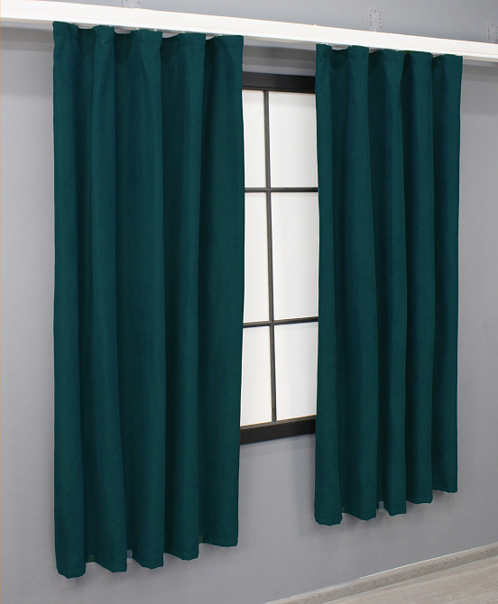Комплект коротких штор VR-Textil Микровелюр Petek № 1494ш Изумрудный 140х170 см 2 шт (35-0222) Киев - изображение 3