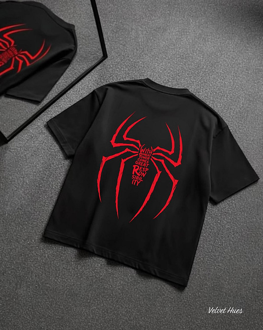 Футболка чоловіча «Spider-Man» — чорна футболка з принтом Людина-павук | Marvel Чернівці - фото 2