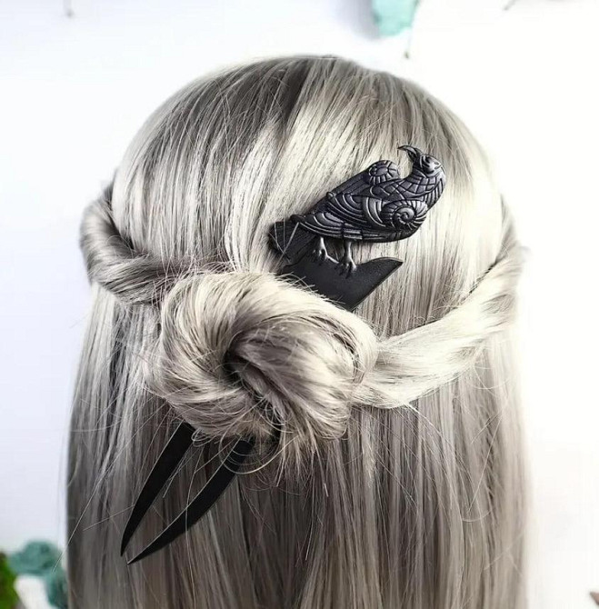 Элегантная винтажная заколка для волос с вороной в стиле Викингов из цинкового сплава. Киев - изображение 2