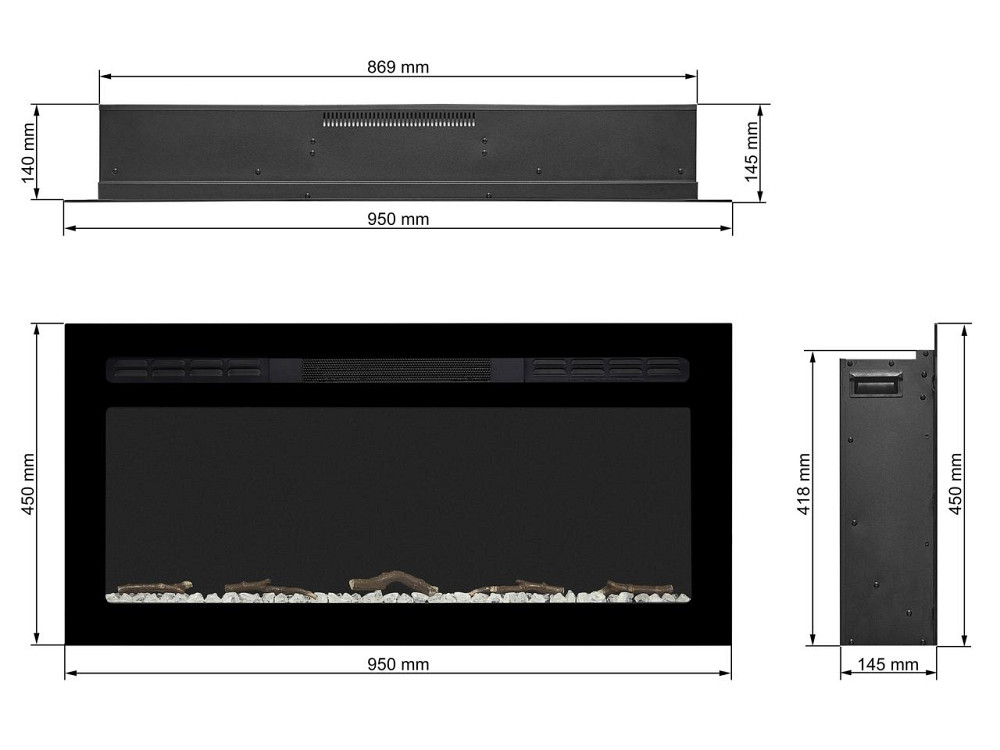 Електрокамін настінний / вбудовуваний ArtiFlame AF37WR з обігрівом і звуком горіння вогню Львів - фото 8