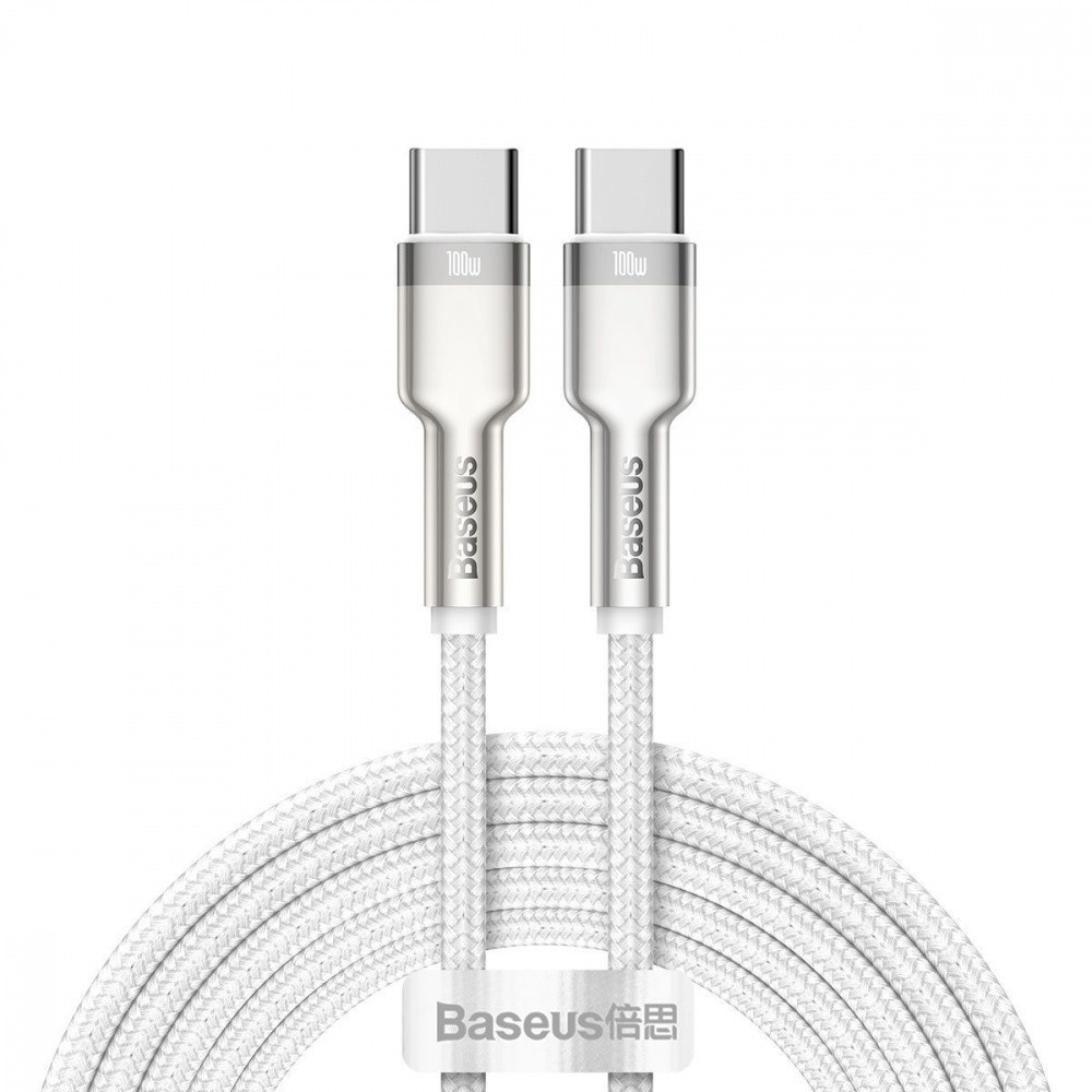 Кабель Baseus Cafule Metal Type-C to Type-C 100W 2м білий Львів - фото 1