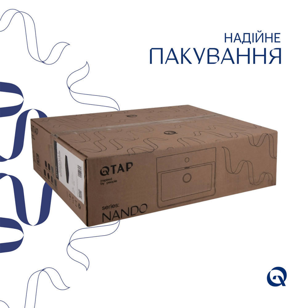 Раковина Qtap Nando LT 500х420х130 Matt black QT12116146AMB Київ - фото 7