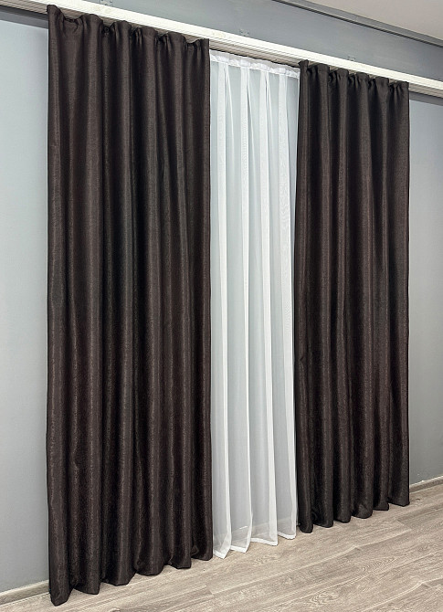 Комплект готових штор VR-Textil Софт № 1166ш Коричневий 100х270 см 2шт (31-523) Київ - фото 4