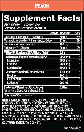 Аминокислотный комплекс Mutant Hardcore BCAA 390 г, Peach Луцк