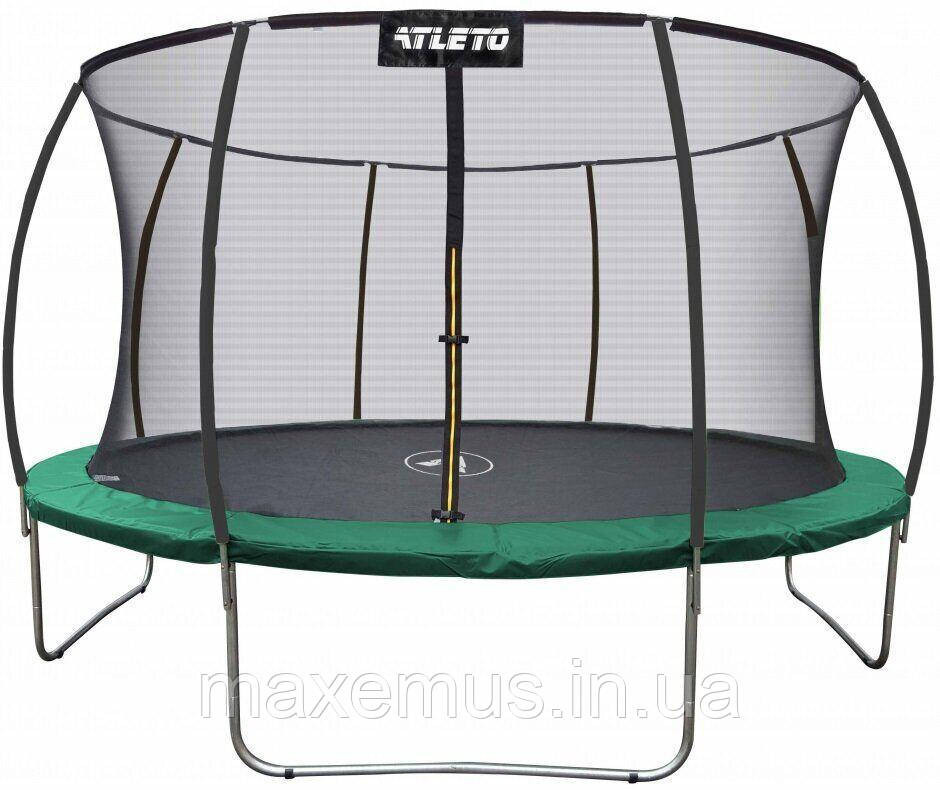 1 Батут детский с внутренней защитной сеткой 312 см батут атлето с лестницей для детей и взрослых зеленый Мостиська - фото 2