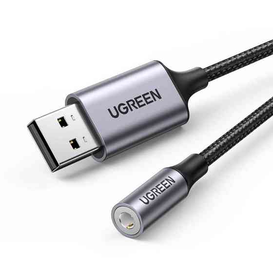 Звукова карта USB AUX jack, TRRS (Mic + Ear) KT0210 25 СМ Ugreen Чорна CM477 Винница