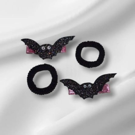 Заколки на Хелловін Кажани з резинками one size чорно-рожевий Київ