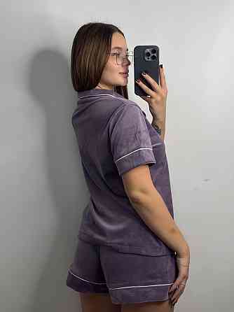 Жіночий велюровий домашній костюм з шортами Ліловий б/К XL/2XL Харків