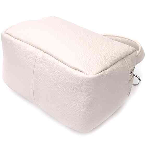 Жіноча прямокутна сумка на два відділення з натуральної шкіри Vintage 22344 Біла Київ