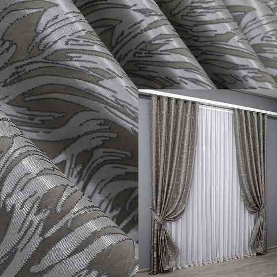 Комплект готовых штор VR-Textil Жаккард Magic № 1609ш Хаки 145х270 см 2 шт (33-0464) Киев