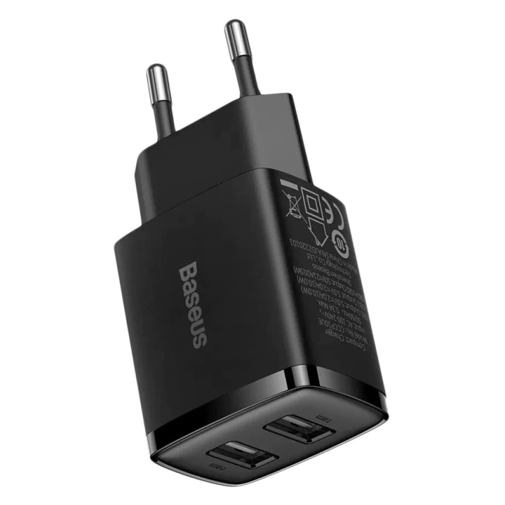 Універсальний зарядний пристрій Baseus Compact Charger 2U 10.5 W CCXJ010201 (Чорний) Николаев - изображение 5