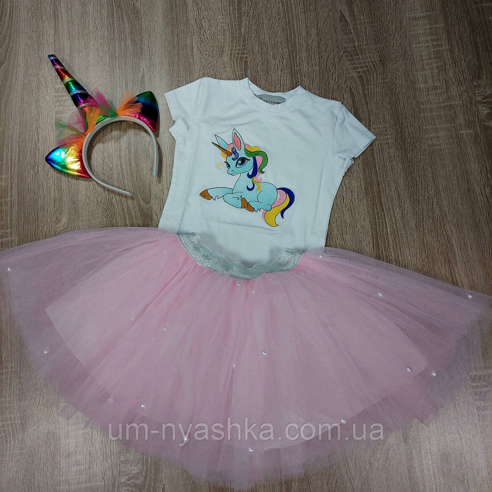 Дитяча біла футболка з єдиноріжкою вишивка Кривий Ріг - фото 2