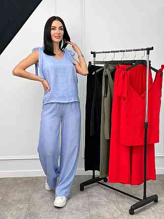 Літній жіночий костюм із широкими штанами "Ясмин" оптом | Норма та батал | Розпродаж моделі Київ