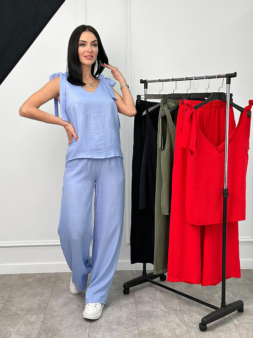 Літній жіночий костюм із широкими штанами "Ясмин" оптом | Норма та батал | Розпродаж моделі Київ - фото 6