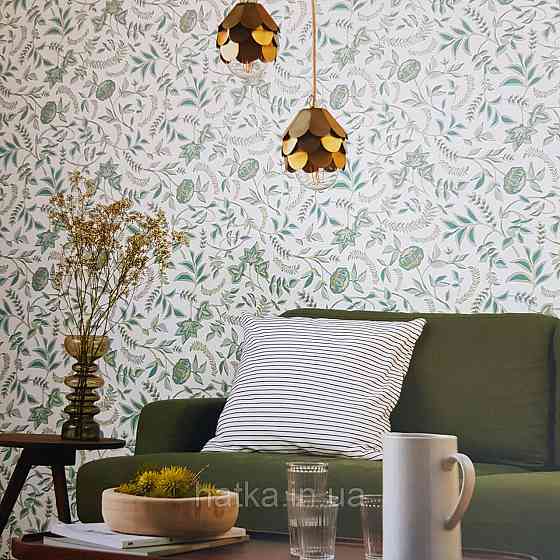 Шпалери вінілові на флізелін Caselio Mystery 0.53х10 м дитячі яскраві квіти листя зелені бірюзові на білому Київ