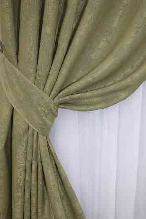 Комплект готових штор VR-Textil Жакард Sultan YL № 1213ш Оливковий 100х270 см 2 шт (31-637) Київ