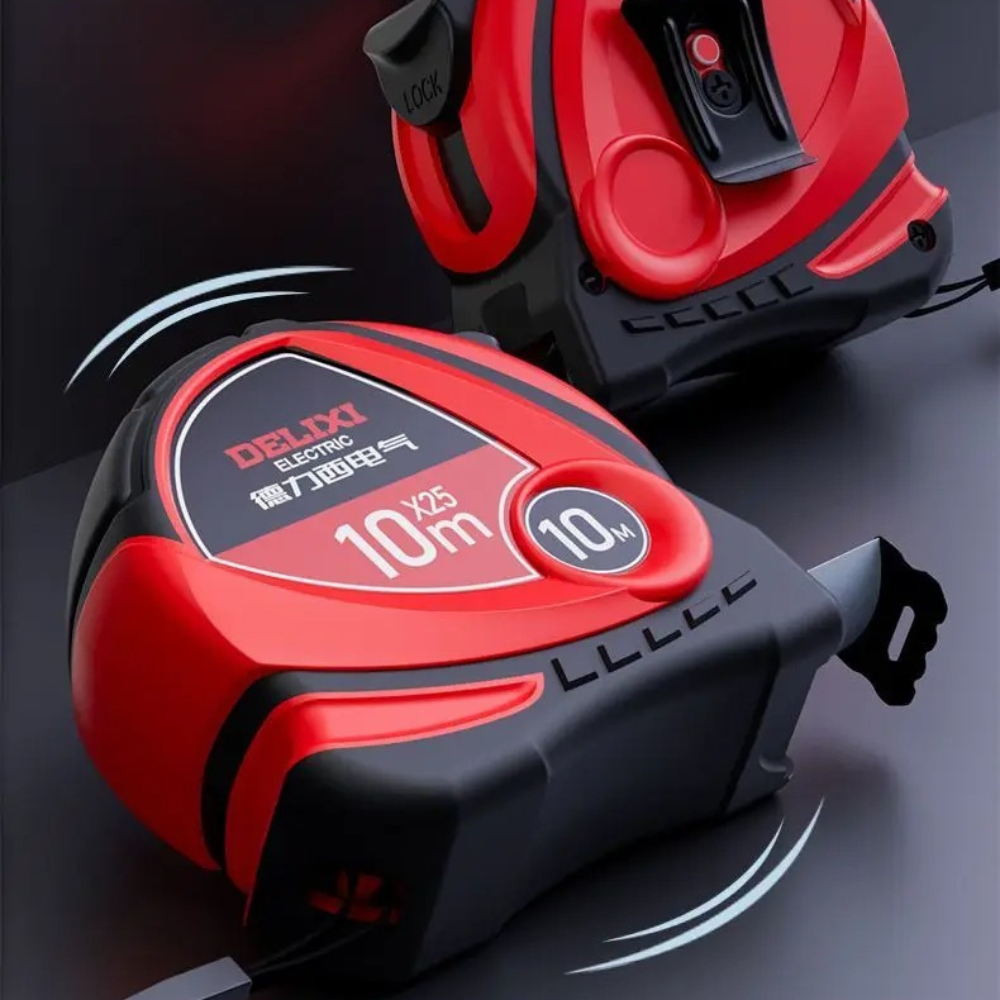 Рулетка будівельна вимірювальна 10м, протиударна подвійна з метричною і дюймовою системою, прогумована, чорно-червона Кам'янець-Подільський - фото 5