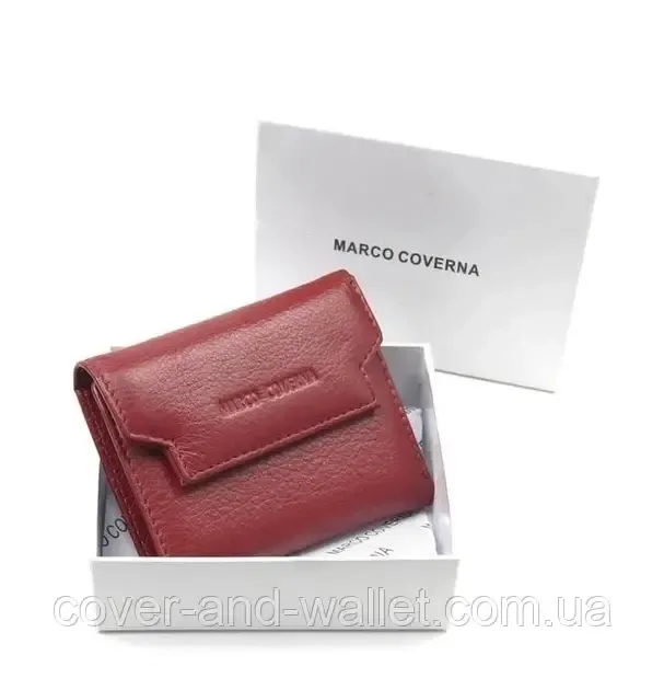 Компактне шкіряне жіноче портмоне бордового кольору Marco Coverna Київ - фото 9