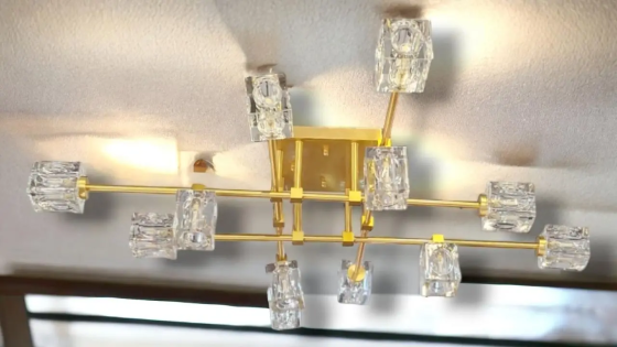 Світлодіодна люстра Кришталь 8821 (Золотиста) на 12 плафонів Київ