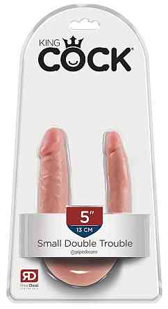 Двусторонний фаллоимитатор King Cock Small Double Trouble телесный Sex Aura Киев