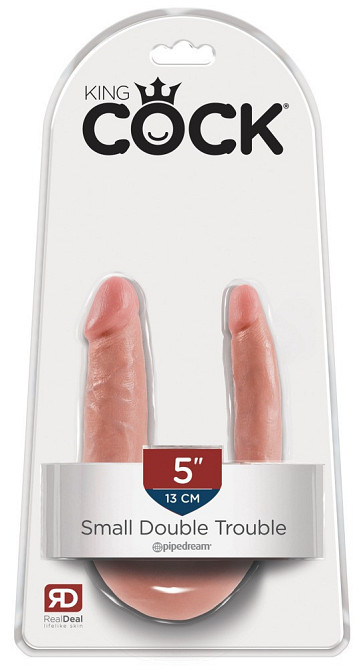 Двусторонний фаллоимитатор King Cock Small Double Trouble телесный Sex Aura Киев - изображение 1
