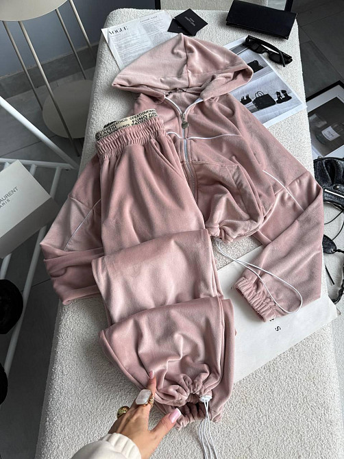 Женский утепленный велюровый костюм двойка на меху Одесса - изображение 1