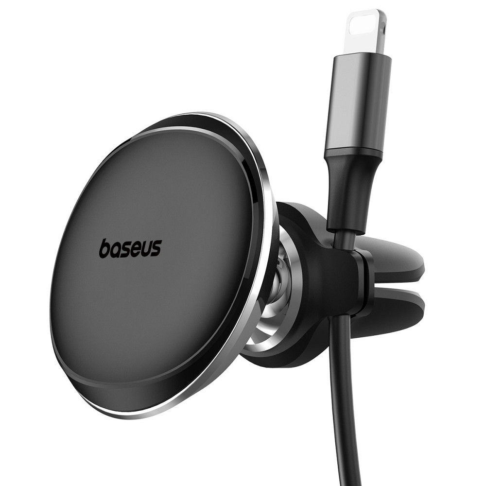 Автотримач для телефона Baseus Magnetic Air Vent Car Mount Holder with cable clip Black Ковель - изображение 7