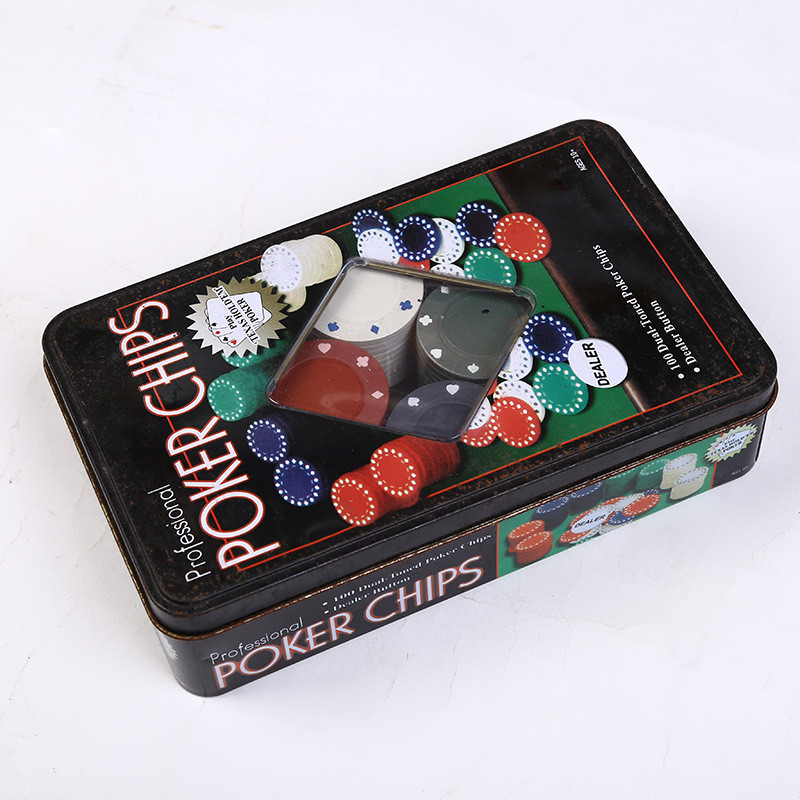 Набір фішок для покеру 100шт з номіналом та фішкою дилера в металевій коробці для гри вдома Київ - фото 4