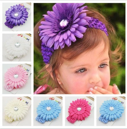 Бежева дитяча пов'язка з квіткою - розмір універсальний (на резинці), квітка 11см Київ - фото 2