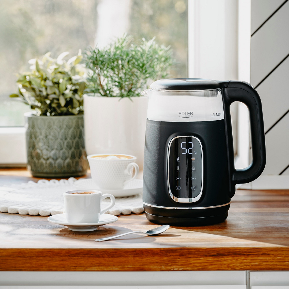 Електрочайник Adler AD 1305 black silver 1850-2200Вт/ 1.7л/ скло/ встановлення температури/ Вінниця - фото 8