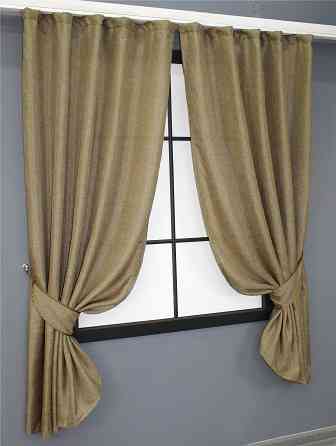 Комплект штор коротких VR-Textil Льон Мішковина № 673ш Капучино 130х170 см 2 шт (35-0016) Київ