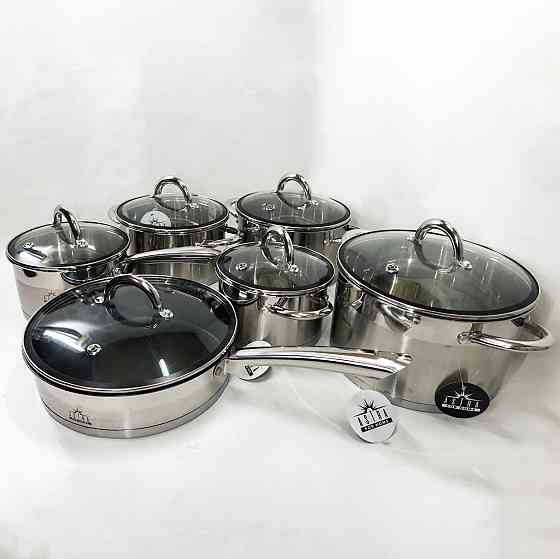 Набір каструль з антипригарним внутрішнім покриттям 12, Набір каструль з антипригарним дном HT-90 Івано-Франківськ