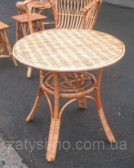 Стол плетеный круглый с полкой Киев - изображение 1