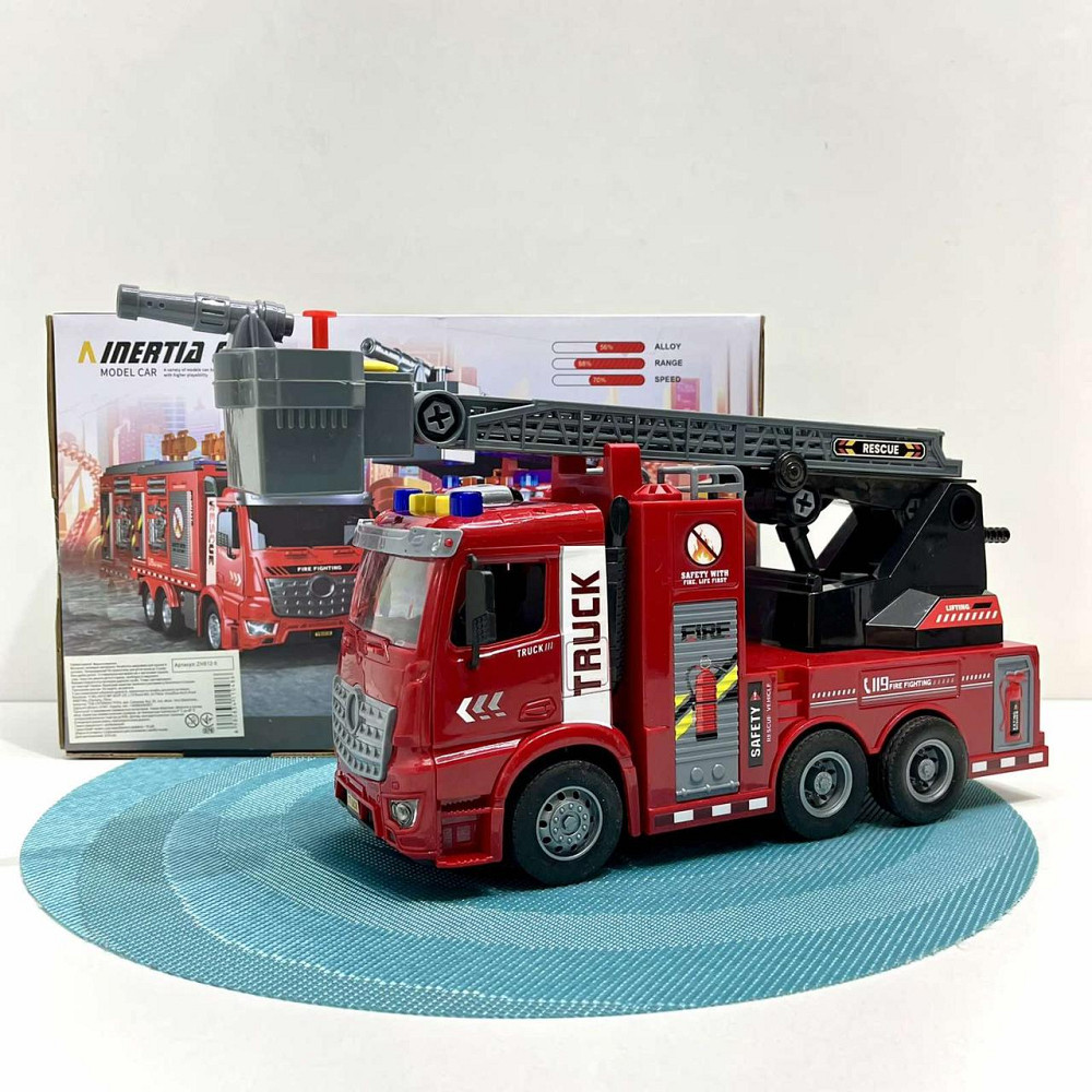 Спецтехніка Пожежна машина звук підсвічування механічний розбризкувач води кран рухомі деталі інерція Червоний (ZH 812-6) Чернигов - изображение 8