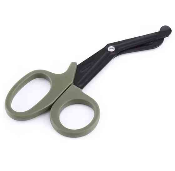 Тактические медицинские ножницы изогнутые 15 см зелёный Киев