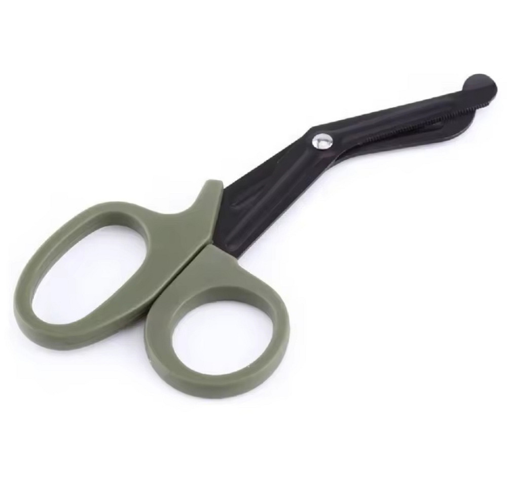 Тактические медицинские ножницы изогнутые 15 см зелёный Киев - изображение 1