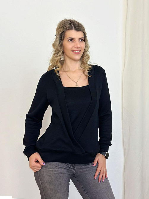 Демісезонна жіноча кофтинка "Alisia" оптом | Батал |Розпродаж моделі Чорний, 50-52 Київ - фото 2
