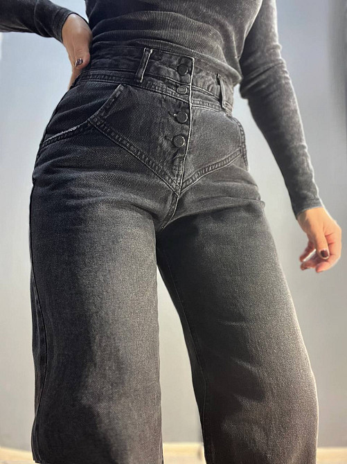 Джинсы женские Its Basic 2909 straight кокетка пуговицы прямые от бедра, черный, 36, 36, 68 см, 100  Одесса - изображение 6