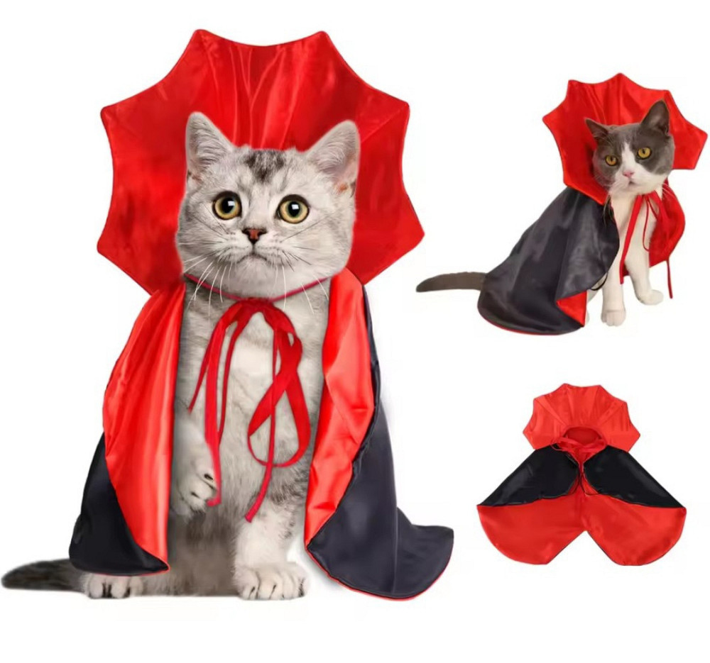 Плащ для собак і котів Вампір Хелловін М чорно-червоний Київ - фото 6