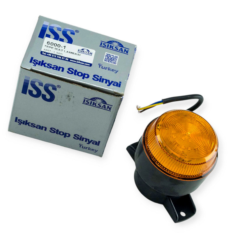 Мигалка LED 12 24В d-75мм, висота 55мм, з кріпленням на трубу "низька" ISIKSAN жовта Мукачево - фото 1