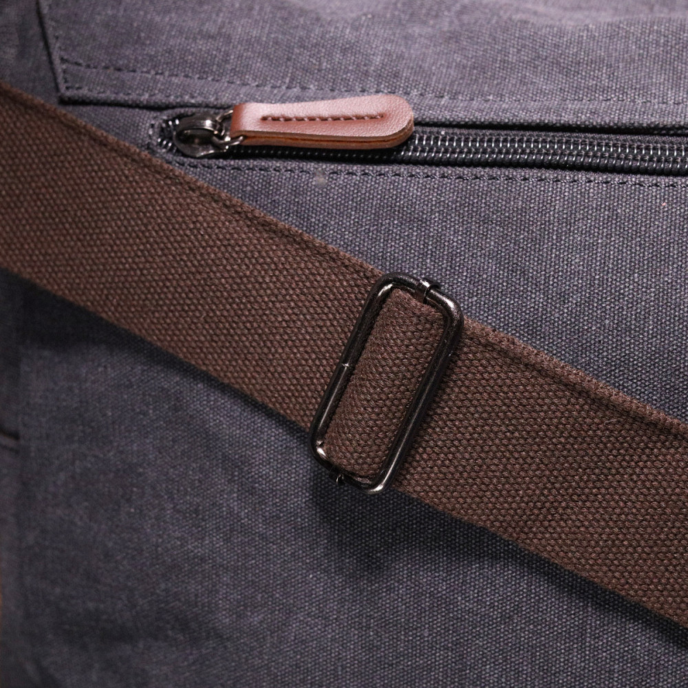 Мужская сумка для ноутбука с клапаном текстильная Черная (Vintage) Киев - изображение 4