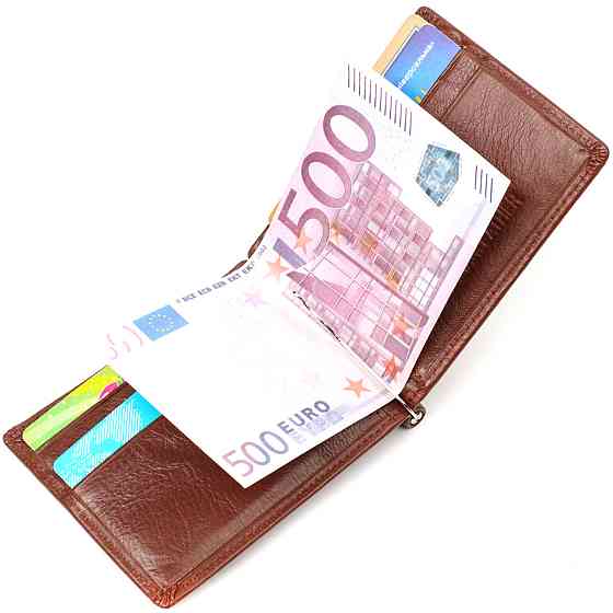 Удобный зажим для денег из натуральной гладкой кожи Коричневый (ST Leather) Киев