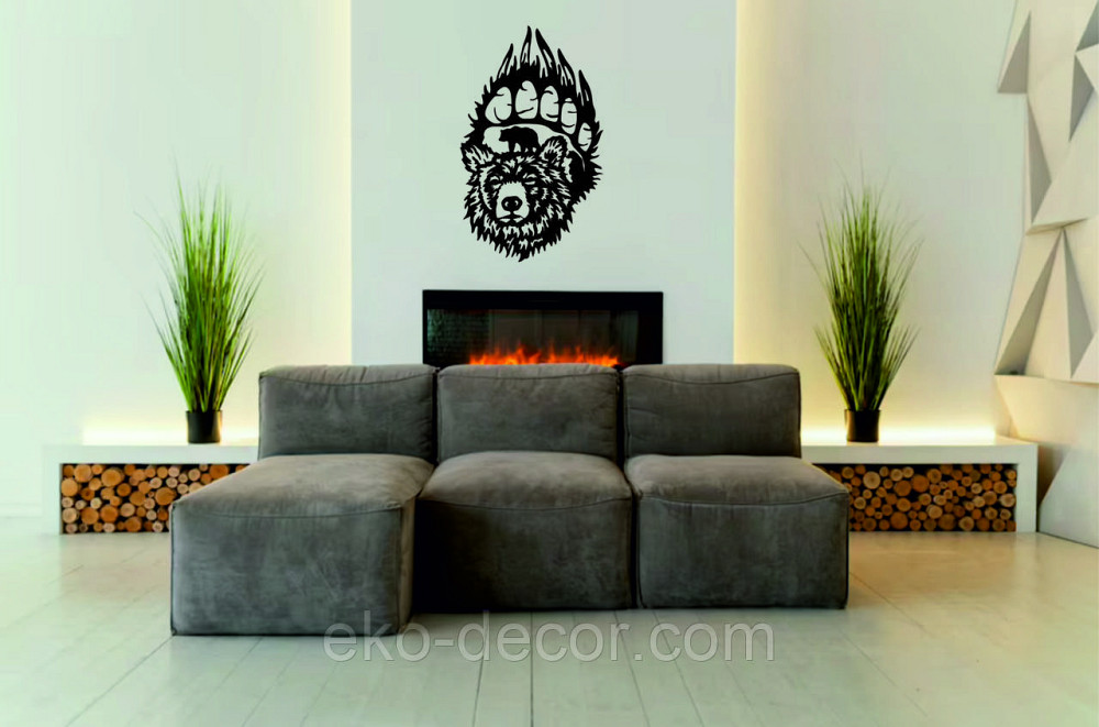 Настінне Панно «Ведмідь», Декор на стіну 70*42 см, Чорний Київ - фото 5