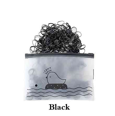 Резинки для волос черные – набор 1000 шт в удобном чехле Киев