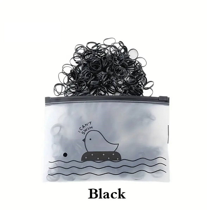 Резинки для волосся чорні – набір 1000 шт у зручному чохлі Київ - фото 3