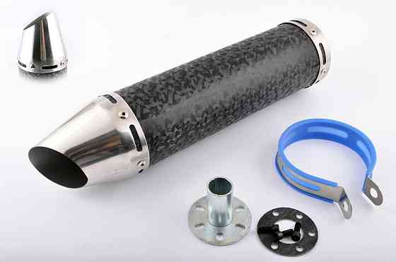 Глушник (тюнінг) 300 * 90mm, кріп. Ø48mm (нержавіюча сталь, мармур чорний, прямоток, тип:4) Київ