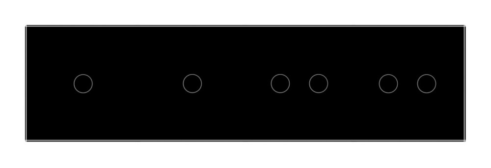 Рамка 4-постова для двох 1-сенсорних та двох 2-сенсорних вимикачів (1-1-2-2) LIVOLO, загартоване скло, чорна, 294×80 мм (VL-P701/01/02/02-8B) Коломия - фото 4