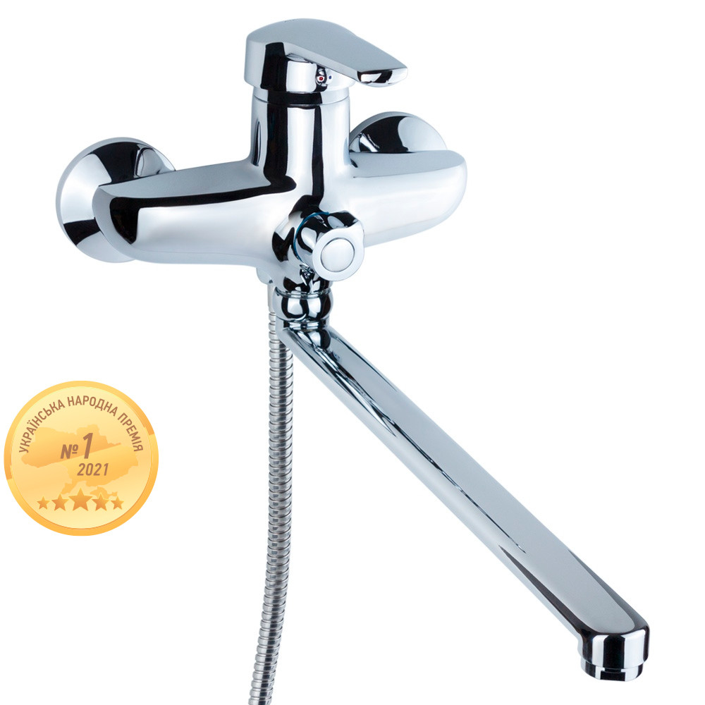 AQUATICA Смеситель HM Ø40 для ванны гусак прямой 350мм дивертор встроенный картриджный AQUATICA Коломыя - изображение 1